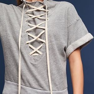 Anthropologie lace up sweatshirt